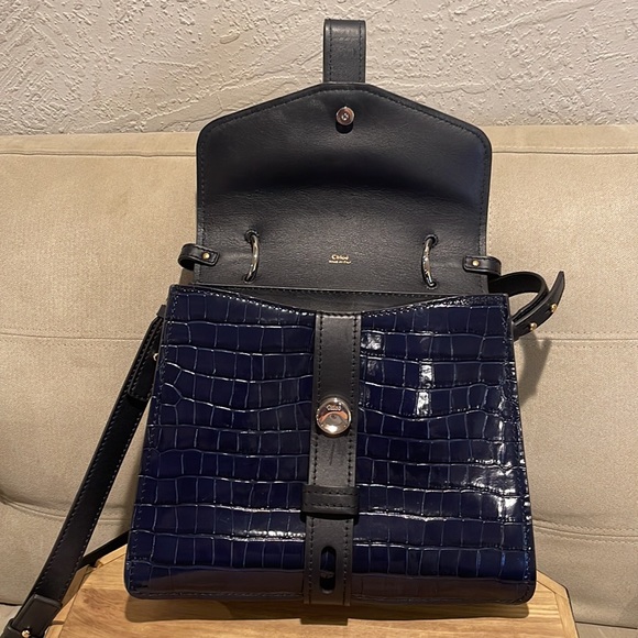 CHLOE' ABY Day Croc Embossed Medium Bag - Picture 9 of 15